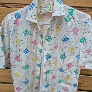 Vintage unisex small short sleeved button down shirt 1980s by Helium